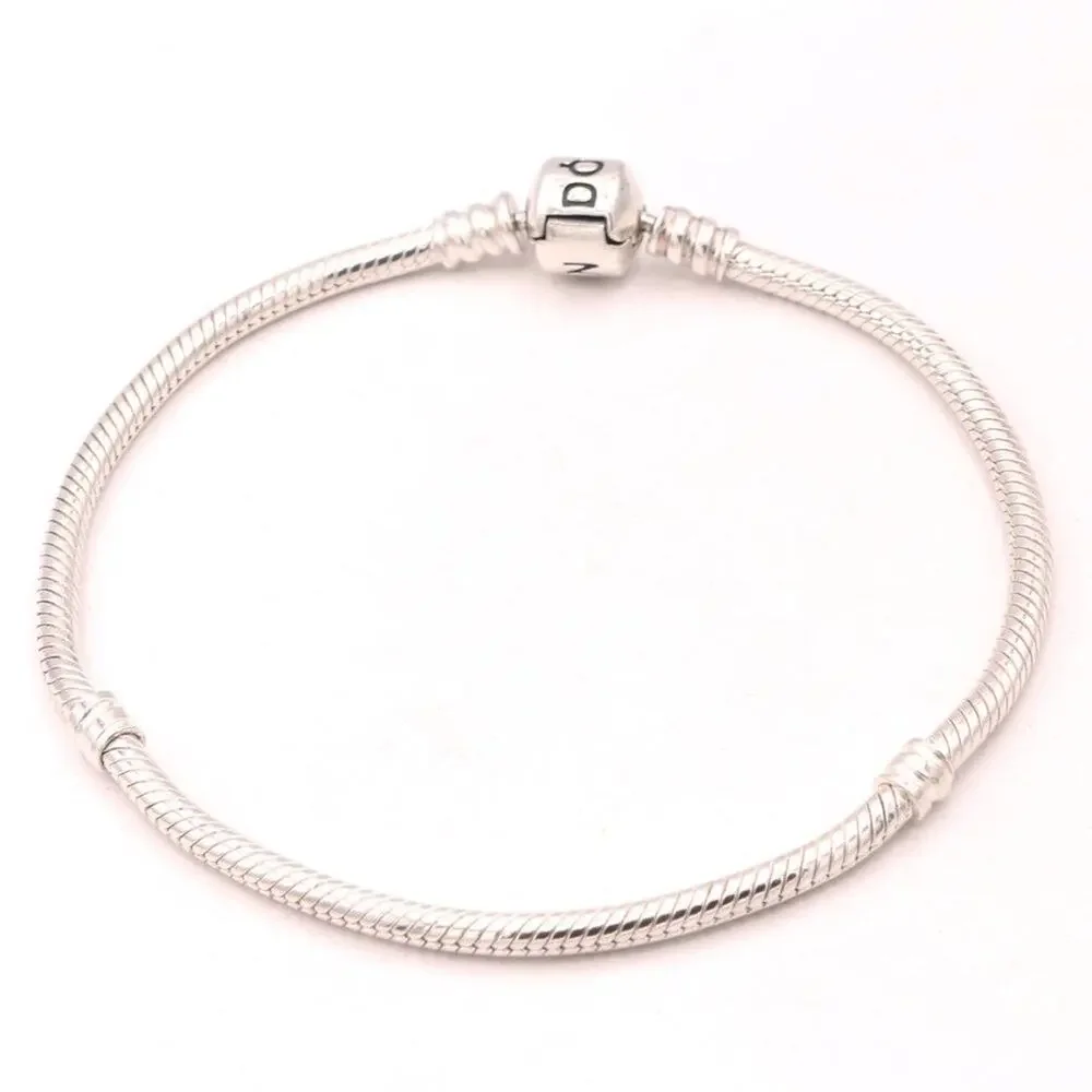 Authentic PANDORA Moments Barrel Clasp Charm Bracelet